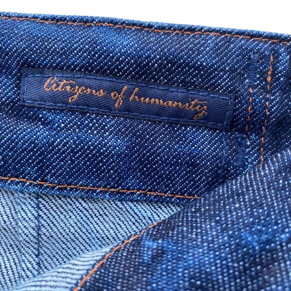 New Citizens of Humanity by Jerome Dahan Dark Wash Jean Denim Mini Skirt Size 24 - Picture 8 of 9